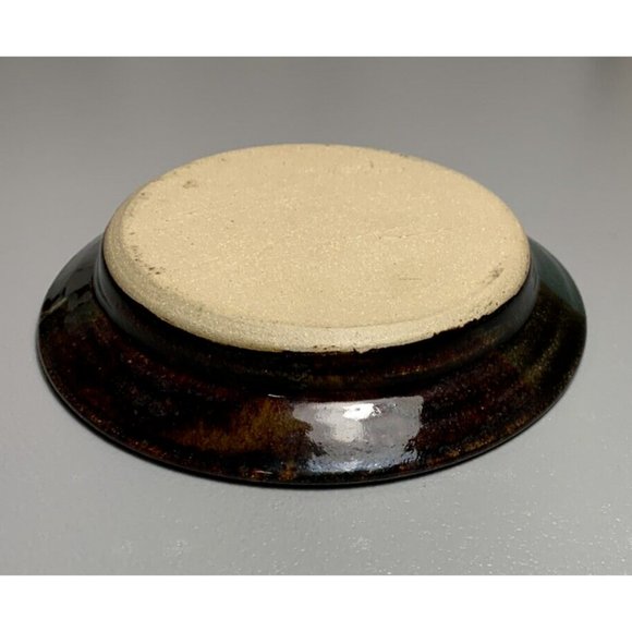 Studio Pottery Blue Green Glazed Saucer Plate Signed Pottery Rowe 6" - Picture 5 of 5